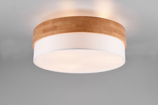 Plafoniera Seasons, TRIO, 50x21 cm, 40W, 3x E27, lemn/textil, natur/alb