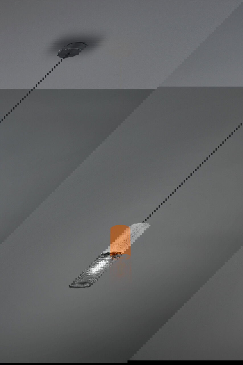 Lustra Tosh, TRIO, 10x150 cm, 40W, 1x E27, metal, negru mat/natur