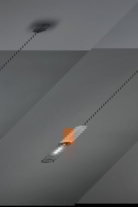 Lustra Tosh, TRIO, 10x150 cm, 40W, 1x E27, metal, negru mat/natur