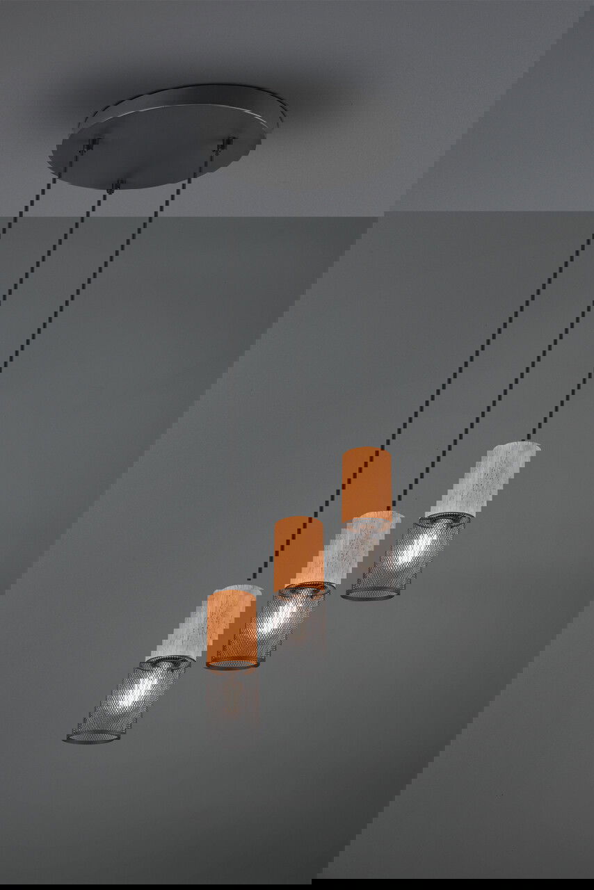 Lustra Tosh, TRIO, 28x150 cm, 40W, 3x E27, metal, negru mat/natur