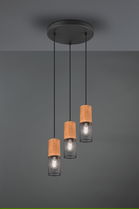 Lustra Tosh, TRIO, 28x150 cm, 40W, 3x E27, metal, negru mat/natur