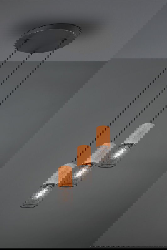 Lustra Tosh, TRIO, 28x150 cm, 40W, 3x E27, metal, negru mat/natur