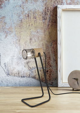 Lampa de masa Tosh, TRIO, 15x18x40 cm, 15W, 1x E14, metal, negru mat/natur