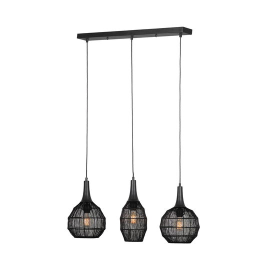 Lustra Soraya, TRIO, 80x26x150 cm, 10W, 3x E27, metal, negru mat