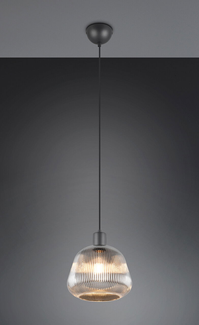 Lustra Tarifa, TRIO, 22x150 cm, 25W, 1x E27, metal, negru mat/argintiu