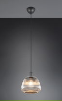 Lustra Tarifa, TRIO, 22x150 cm, 25W, 1x E27, metal, negru mat/argintiu