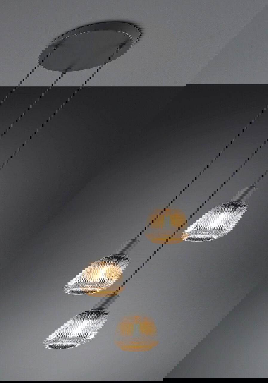 Lustra Tarifa, TRIO, 25x15x150 cm, 25W, 3x E27, metal, negru mat/argintiu