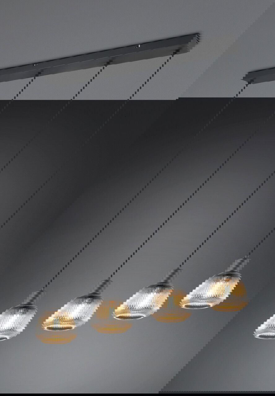 Lustra Tarifa, TRIO, 90.5x15x150 cm, 25W, 4x E27, metal, negru mat/argintiu