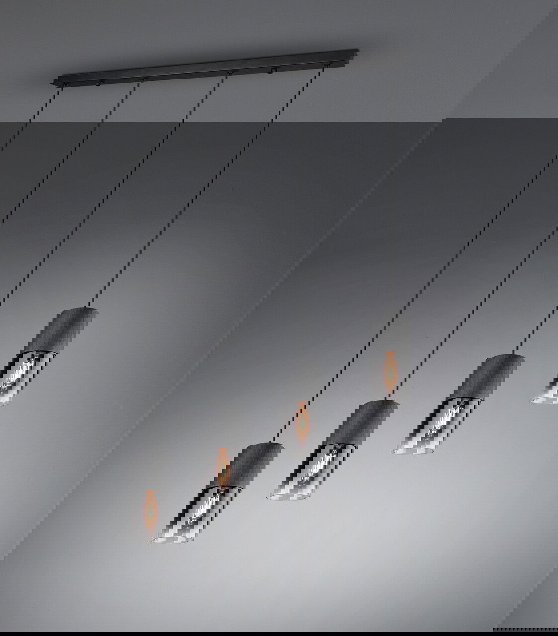 Lustra Robin, TRIO, 80.5x10x150 cm, 28W, 4x E27, metal, negru mat