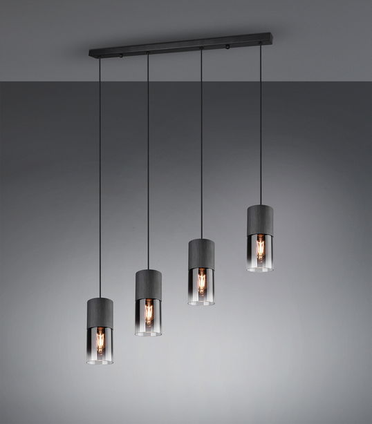 Lustra Robin, TRIO, 80.5x10x150 cm, 28W, 4x E27, metal, negru mat