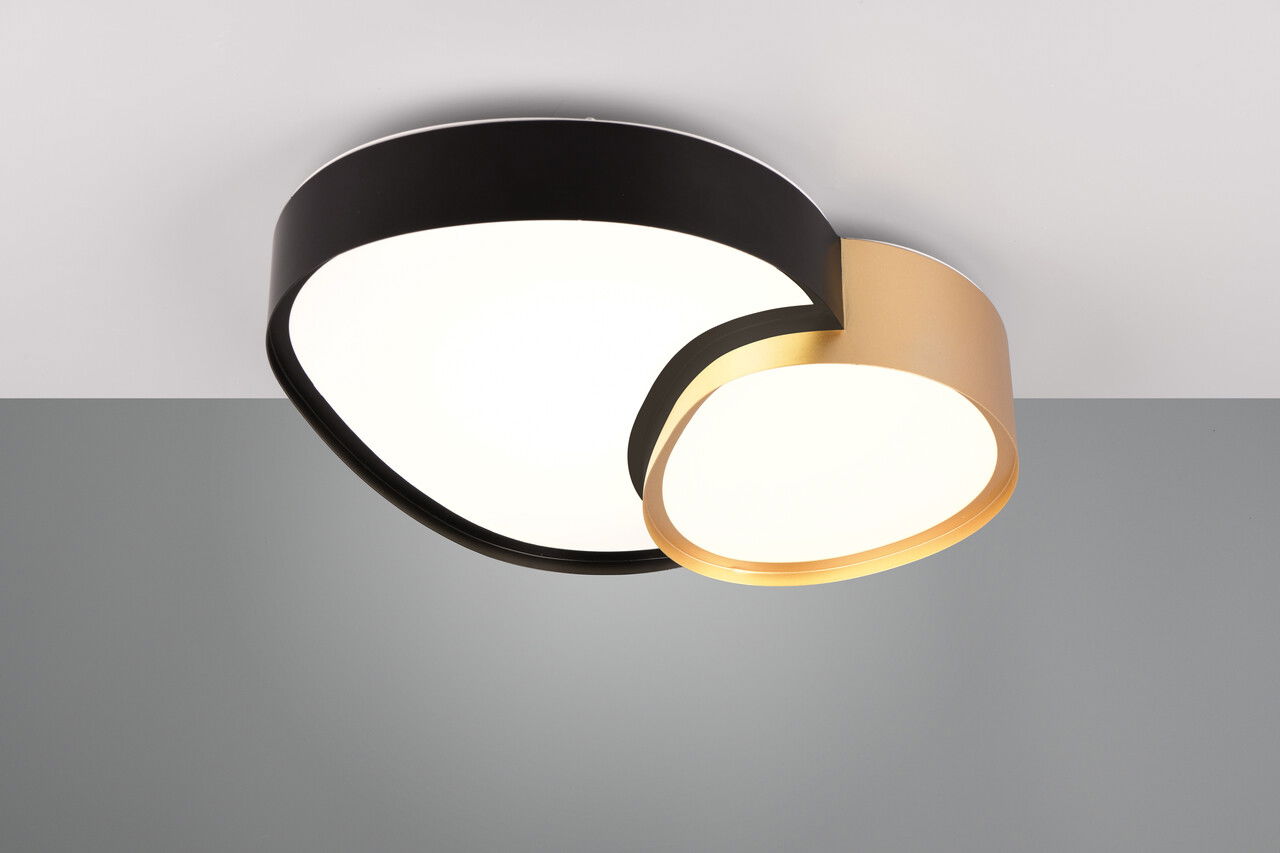 Plafoniera Rise, TRIO, 40x37.7x8 cm, 21W, 1x SMD, metal, negru/auriu