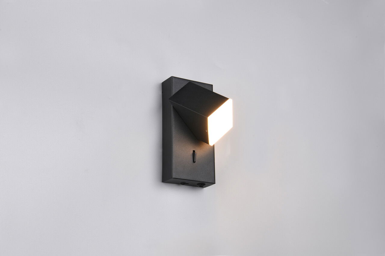 Aplica de perete Raglan, TRIO, 7x8.5x15 cm, 3.8W, 1x SMD, metal, negru mat