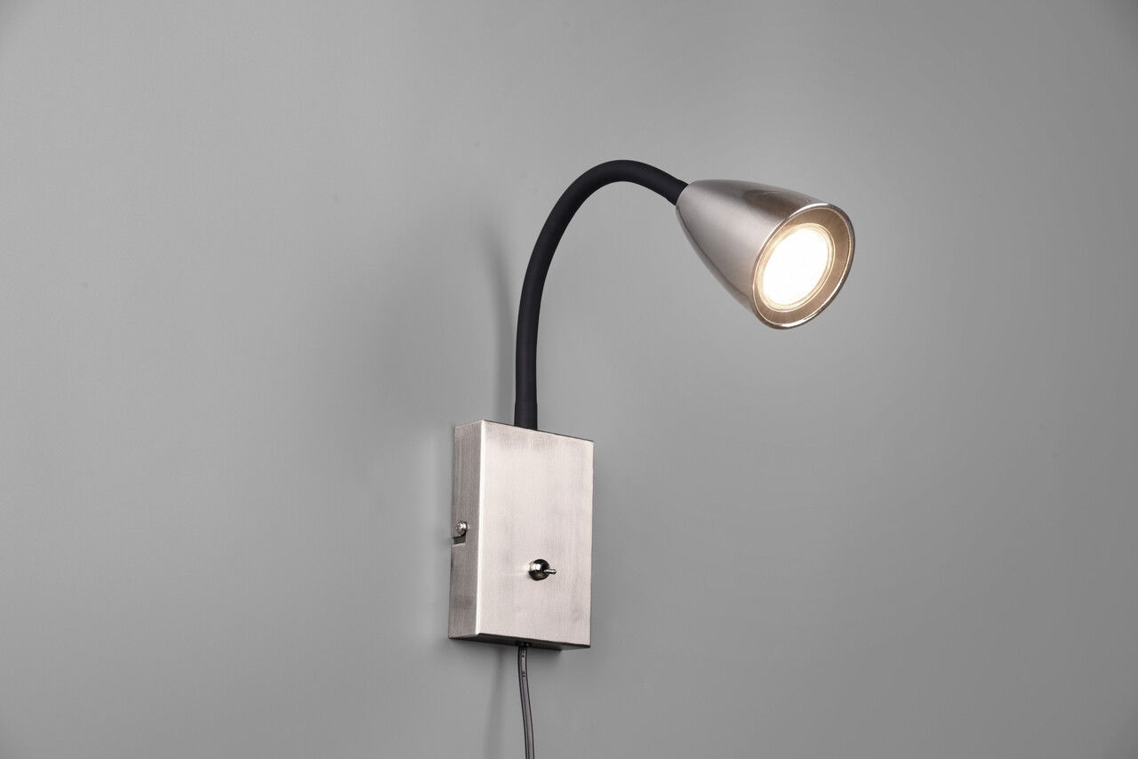 Lampa de perete Wanda, TRIO, 8.5x22x23.5 cm, 10W, 1x GU10, metal, nichel mat/negru