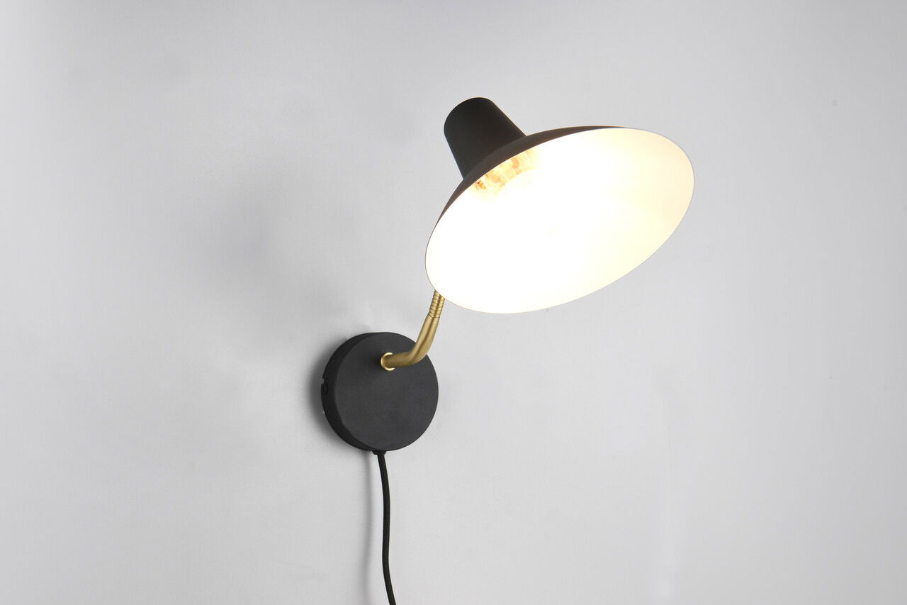 Lampa de perete Traveller, TRIO, 32.7x21 cm, 10W, 1x E27, metal, negru/auriu