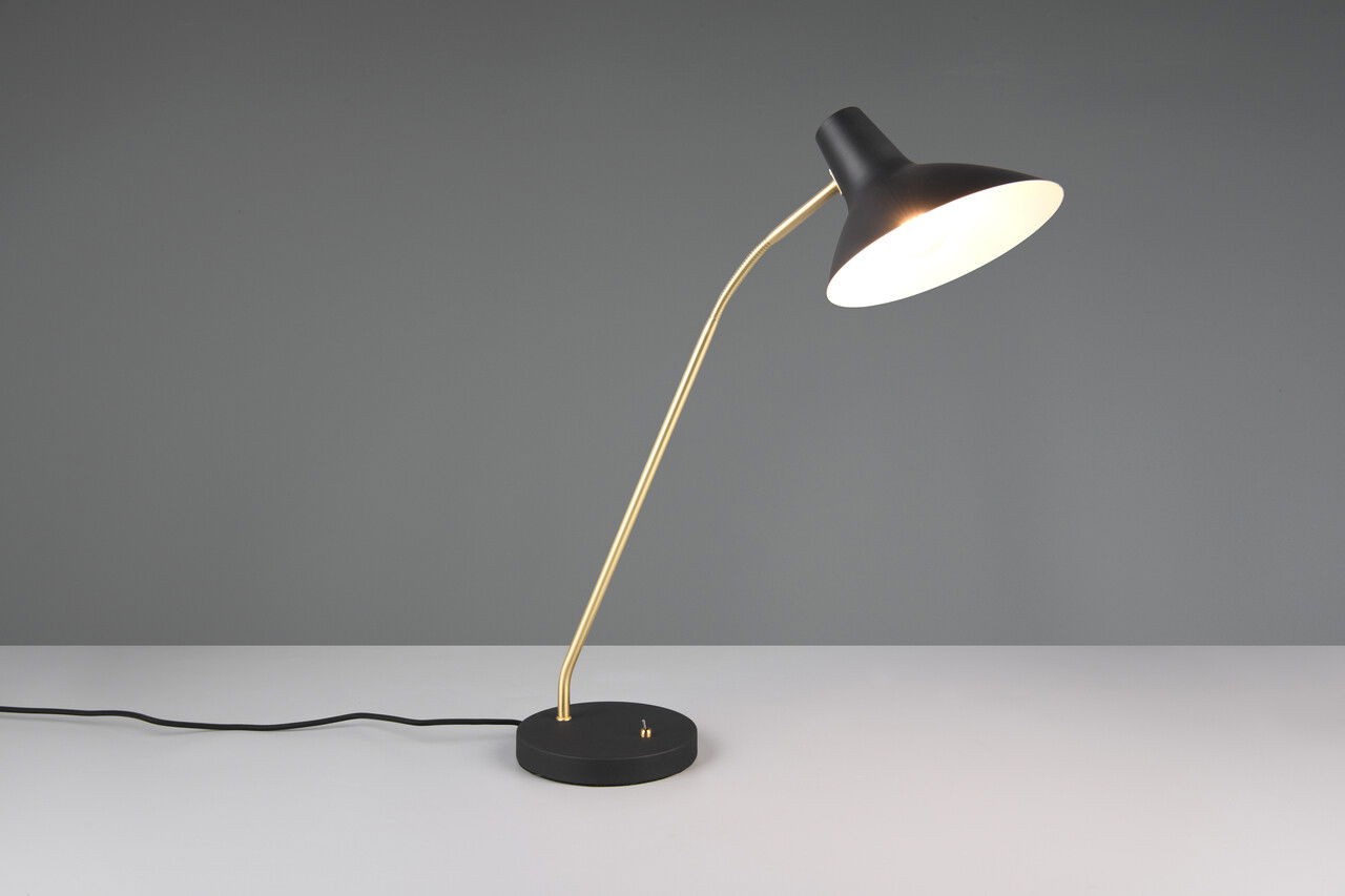 Lampa de masa Traveller, TRIO, 50x20x54 cm, 10W, 1x E27, metal, negru/auriu