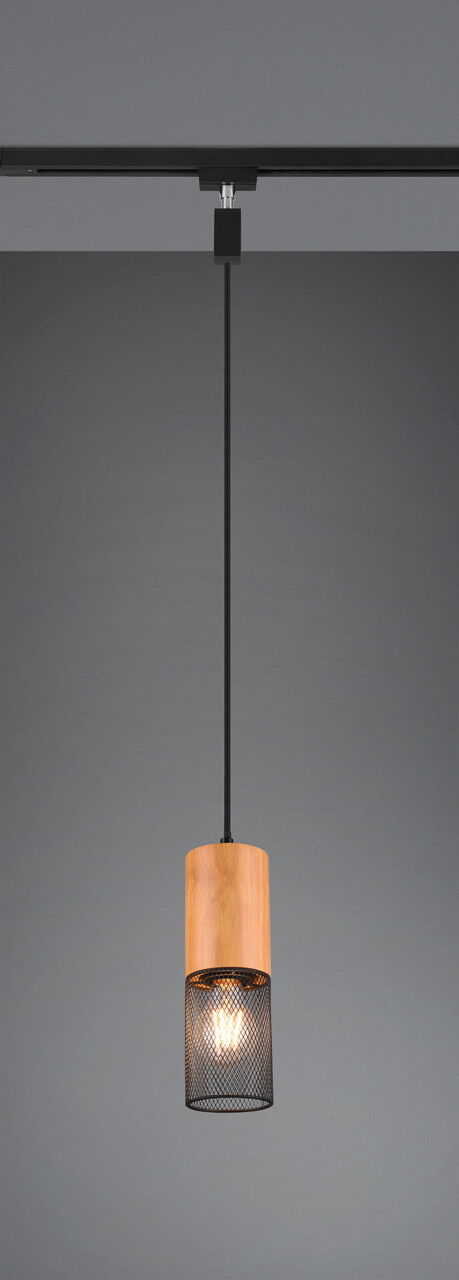 Lustra Tosh, TRIO, 8x180 cm, 25W, 1x E27, metal, negru mat/natur