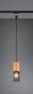 Lustra Tosh, TRIO, 8x180 cm, 25W, 1x E27, metal, negru mat/natur