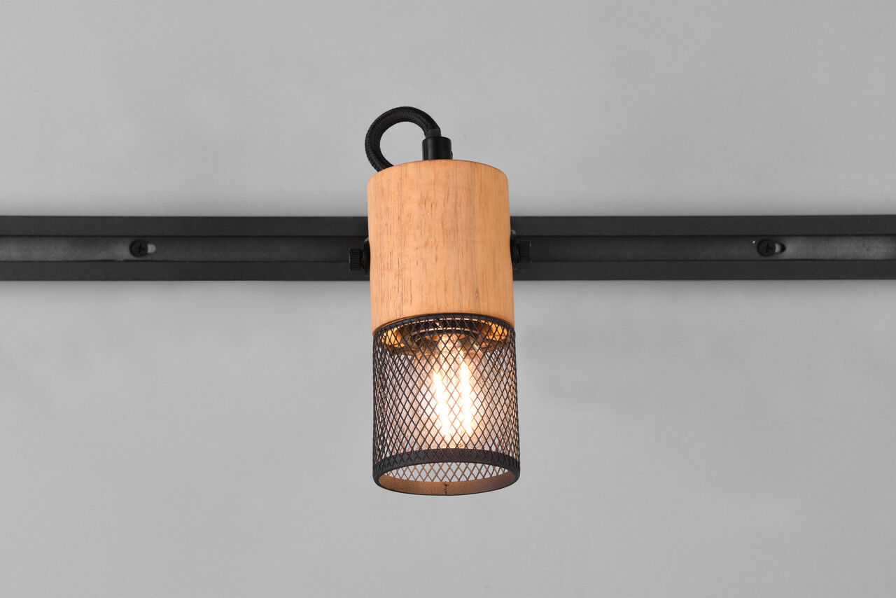 Plafoniera Tosh, TRIO, 15.3x7.5x16 cm, 25W, 1x E14, metal, negru mat/natur