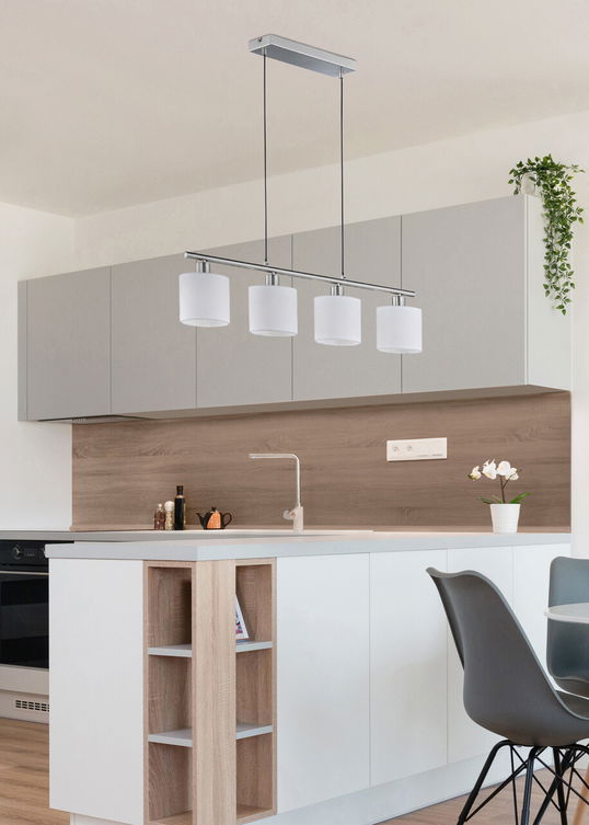 Lustra Tommy, RL, 75x12x150 cm, 28W, 4x E14, metal, nichel mat/alb