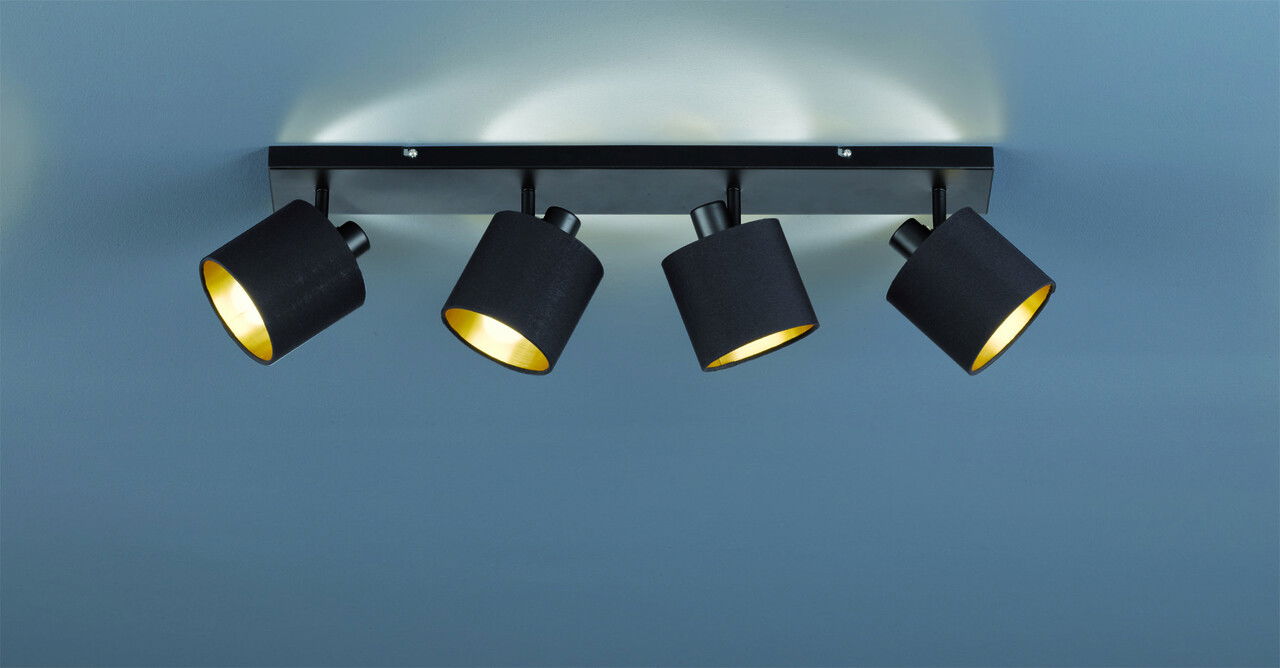 Plafoniera Tommy, RL, 70x17.6x19 cm, 28W, 4x E14, metal, negru mat