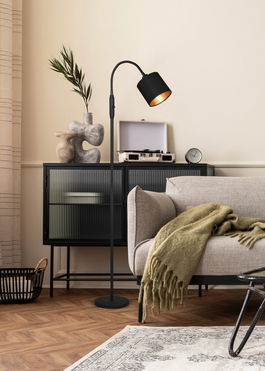 Lampadar Tommy, RL, 20x130 cm, 40W, 1x E14, metal/textil, negru mat