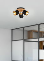 Plafoniera Tommy, RL, 25x12x22.5 cm, 28W, 3x E14, metal, negru/natur