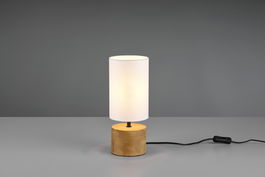 Lampa de masa Woody, RL, 12x30 cm, 40W, 1x E14, lemn/textil, alb/natur