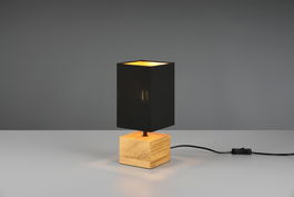 Lampa de masa Woody, RL, 12x12x30 cm, 40W, 1x E14, lemn/textil, negru/natur