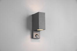 Aplica de perete pentru exterior cu senzor Roya, TRIO, 7x11.6x22 cm, 35W, 2x GU10, aluminiu, antracit