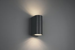 Aplica de perete rotunda pentru exterior Roya, TRIO, 6.9x15 cm, 35W, 2x GU10, aluminiu, antracit