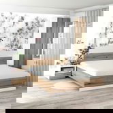 Oferta Dormitor ARONA 1, pat matrimonial, Alb Portelan, Stejar cu saltea inclusa