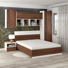 Oferta Dormitor ARONA 3, pat matrimonial, Alb Portelan, Nuc Warmia cu saltea inclusa