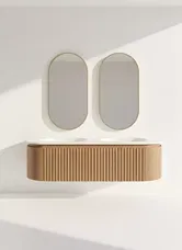 Set Mobilier Baie Dublu din Lemn cu Două Lavoare & Oglinzi LED – Design Premium