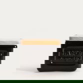 Recipient cu capac pentru usturoi Sylan, Homla, 11.9x9.9x10.5 cm, ceramica/lemn, negru/natur