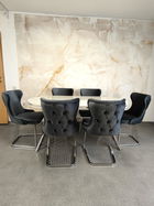 Set stella gri cu argintiu masa+ 6 scaune