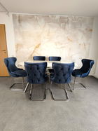 Set stella albastru cu argintiu masa+ 6 scaune PERSONALIZABIL PE CULORI