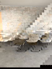 Set stella crem deschis cu argintiu masa+ 6 scaune PERSONALIZABIL PE CULORI