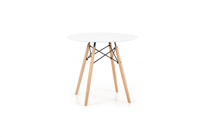 Masa rotunda din MDF, lemn si metal, Prometios Alb / Pin, Ø80xH72 cm
