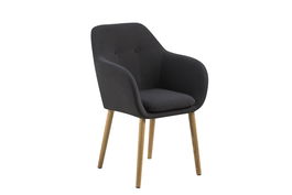 Scaun tapitat cu stofa si picioare din lemn Emilia Gri Inchis / Stejar, l57xA59xH83 cm