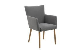Scaun tapitat cu stofa, cu picioare din lemn Nellie Gri Deschis / Stejar, l57xA61xH87 cm