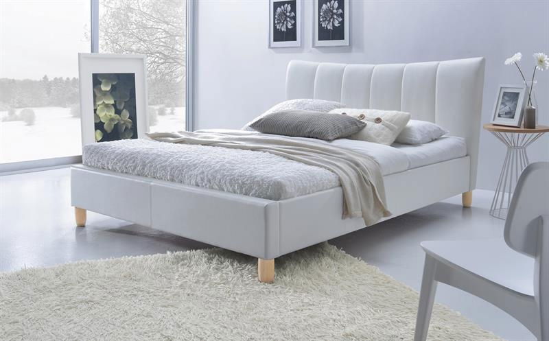 Pat tapitat cu piele ecologica Sandyaris White