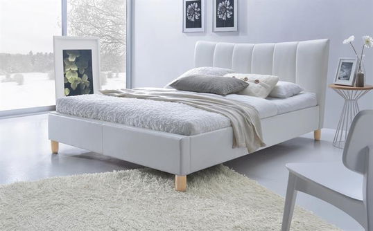 Pat tapitat cu piele ecologica Sandyaris White