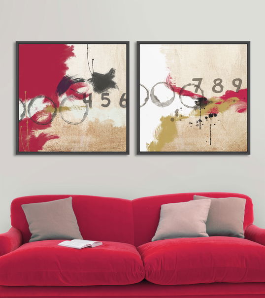 Tablou 2 piese Canvas Abstract Numbers