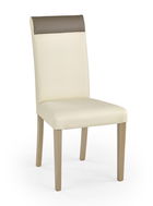 Scaun tapitat cu piele ecologica, cu picioare din lemn Norbi Cream / Sonoma Oak, l47xA60xH99 cm