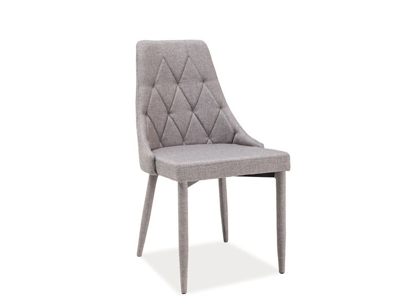 Scaun tapitat cu stofa si picioare metalice, Trisha Gri, l49xA59xH89 cm