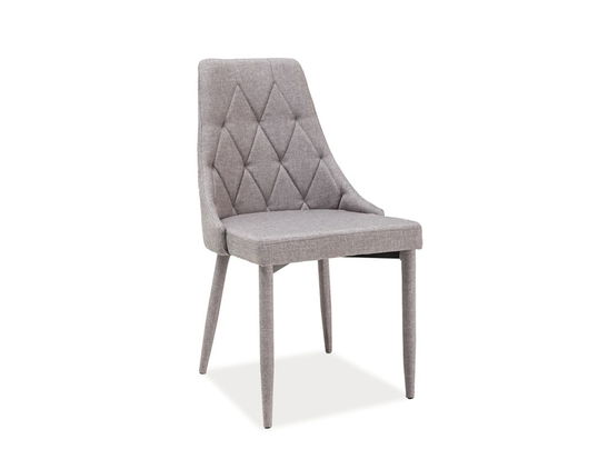 Scaun tapitat cu stofa si picioare metalice, Trisha Gri, l49xA59xH89 cm
