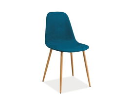 Scaun tapitat cu stofa si picioare metalice, Franky Teal / Stejar, l43xA51xH89 cm