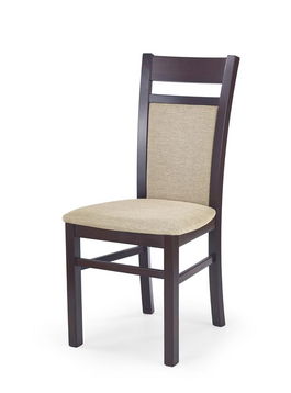 Scaun din lemn de fag, tapitat cu stofa Garson 2 Dark Walnut / Beige, l46xA55xH97 cm