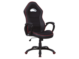 Scaun gaming tapitat cu piele ecologica si stofa Qwin-032 Negru, l65xA52xH122-132 cm