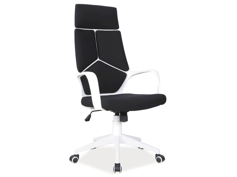 Scaun de birou ergonomic tapitat cu stofa Qwin-199 Negru / Alb, l63xA46xH114-124 cm